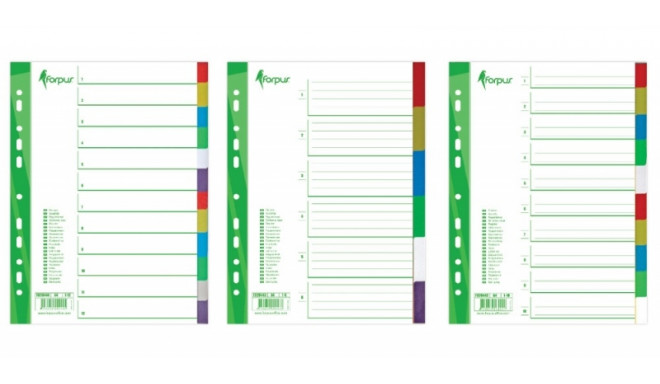 Divider Forpus, A4, 1-10 colors, plastic