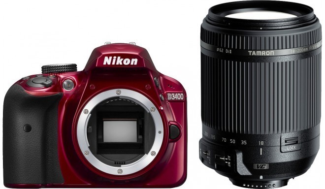 Nikon D3400 + Tamron 18-200mm VC, sarkans