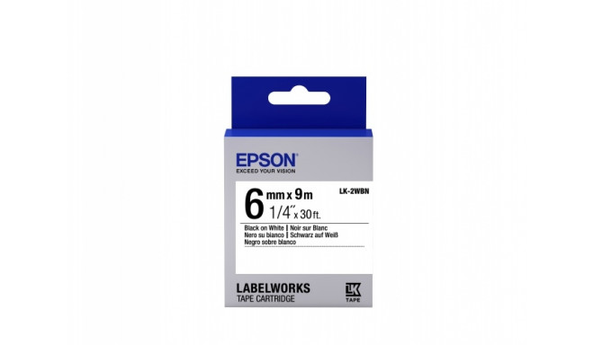 Epson LK-2WBN (C53S652003) Label Tape Cartridge, Standard, Black on White (6mm, 9m)