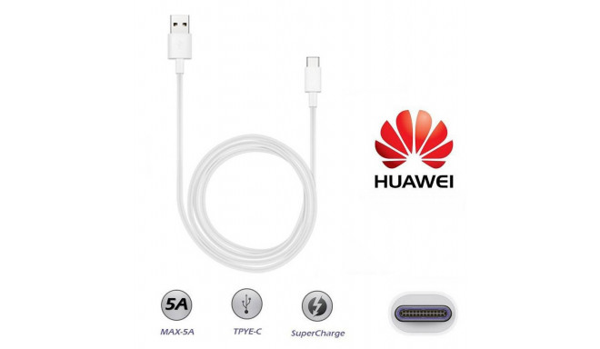 Huawei AP71 SuperCharge Original Type-C 3.1 andme- ja laadimiskaabel 1m valge (OEM)