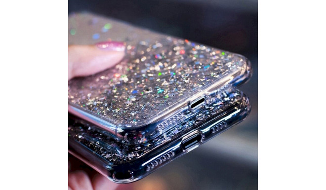 Fusion Glue Glitter Back Case Silikona Aizsargapvalks Priekš Huawei P40 Lite Zils