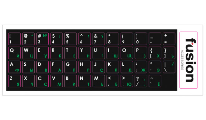 Fusion lamineeritud klaviatuurikleebised RU | ENG roheline