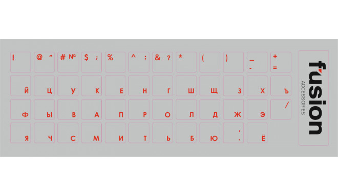 Fusion Ламинированные Наклейки для Клавиатуры RU красные | прозрачные