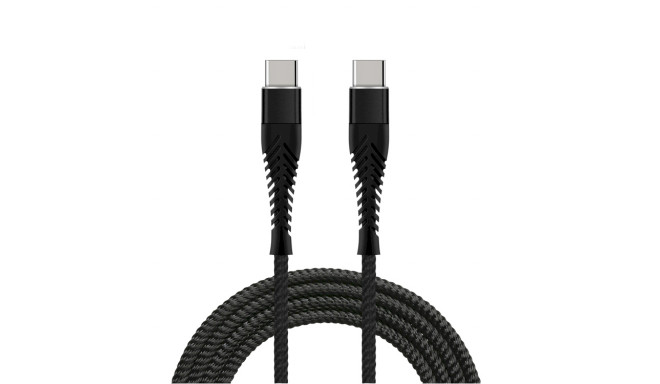 Fusion Fishbone USB-C kuni USB-C kaabel 65W | 3A | 1,5m must