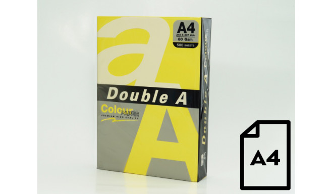 Colour paper Double A, 80g, A4, 500 sheets, Lemon