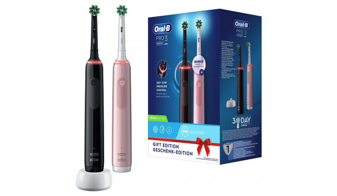 Braun Oral-B Toothbrush Pro 3 3900 Black / Pink - With 2nd Handpiece ...