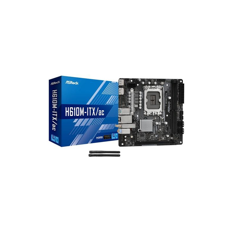 ASRock emaplaat H610M-ITX/ac Intel H610 LGA 1700 Micro ITX