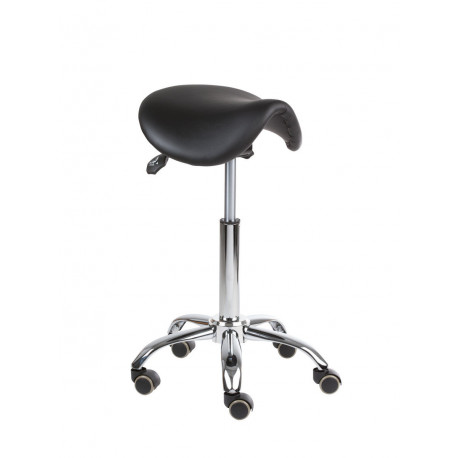 Sadultool SADDLE 2 ratastega, reguleeritav istme kalle, H560-760mm/ must kunstnahk, poleeritud metal