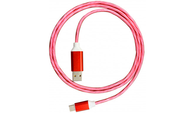 Platinet cable  USB - Lightning LED 1m, red (45738)