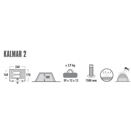 Tent Kalmar 2, blue/grey