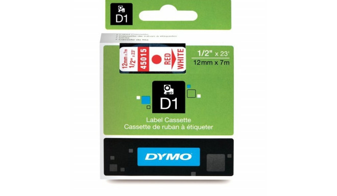 DYMO D1 lint 12mm x 7m / punane valgel (45015 / S0720550)