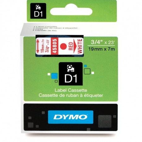 DYMO D1 Juostelė 19mm x7m / raudonas ant baltos (45805 / S0720850)