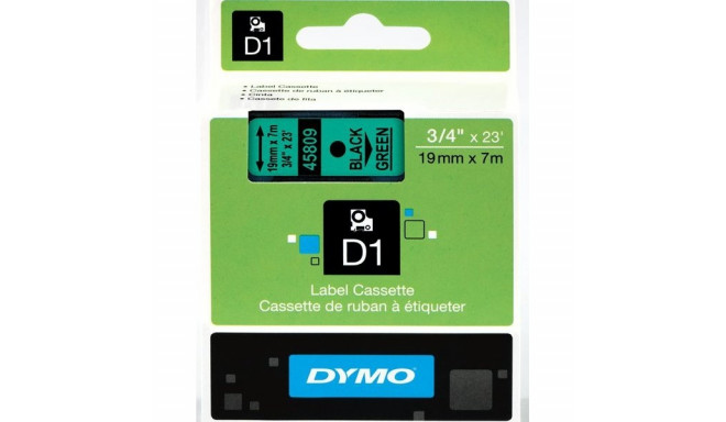 DYMO D1 lint 19 mm x 7 m / must rohelisel (45809 / S0720890)