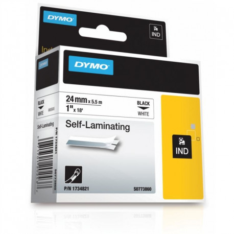 DYMO Rhino iselamineeriv teip 24mm x 5,5m / must valgel (1734821)