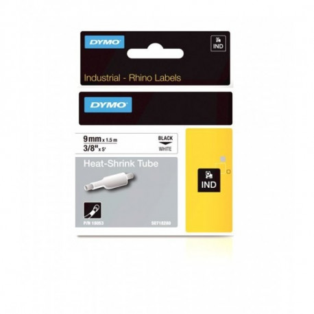 DYMO 18053 RHINO Termo vamzdelis 9mm x 1,5m (balta / juodas šifras)