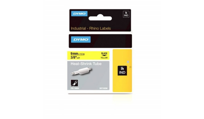 DYMO Rhino Thermal toru 9 mm x 1,5 m / must kollasel (18054)