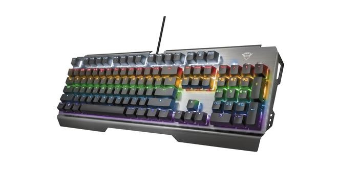 Trust GXT 877 Scarr keyboard USB German Black, Metallic