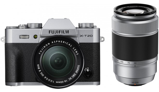Fujifilm X-T20 + 16-50mm + 50-230mm Kit, hõbedane