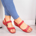 Red Velcro leather sandals W Helios 205 (38)