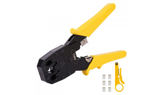 Ethernet сrimper 4|6|8P RJ45|RJ14|RJ12|RJ9 Deli Tools EDL2468 (kollane)