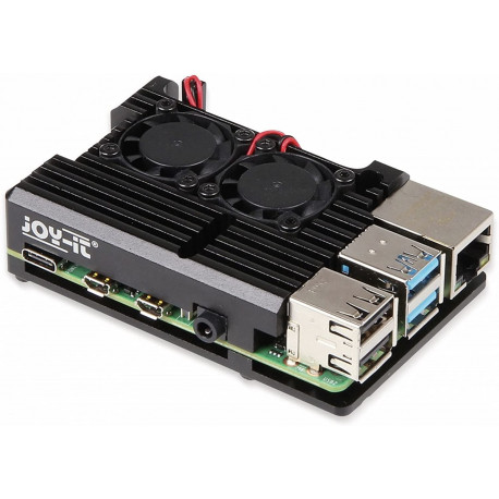 Joy-IT aluminum housing + FAN Raspberry Pi 4 bk