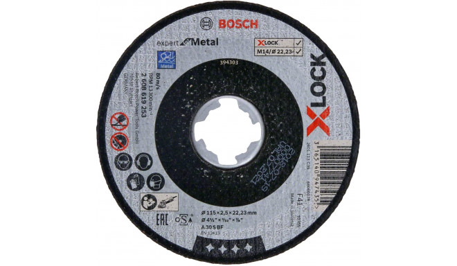 Bosch cutting disc X-LOCK Expert for Metal 115mm straight (115 x 2.5 x 22.23mm)