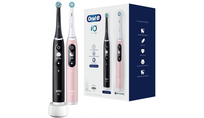 Braun Oral-B iO Series 6 Duo, electric toothbrush (black/pink, black lava/pink sand, incl. 2nd handp