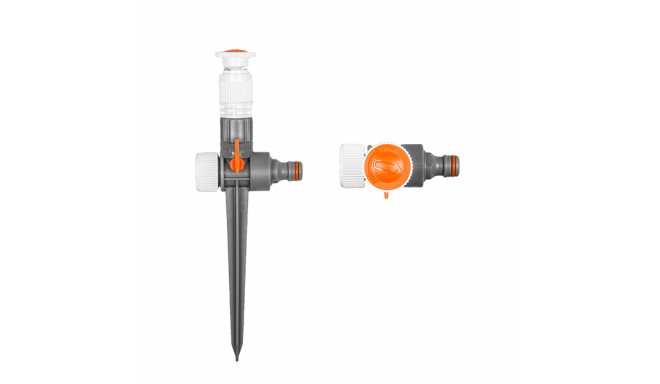 WHITE LINE Adjustable sprinkler 0-360°, with valve, on spike