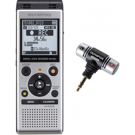 Olympus digital recorder WS-852 + microphone, silver