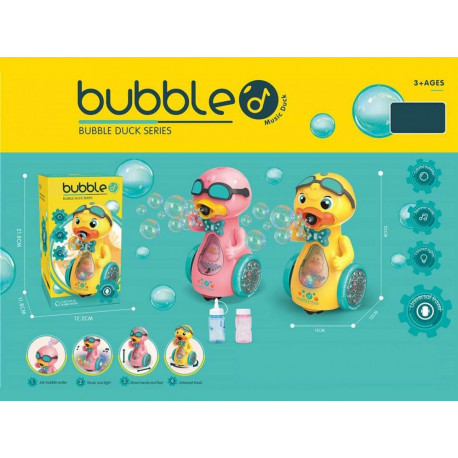 Duck generating soap bubbles