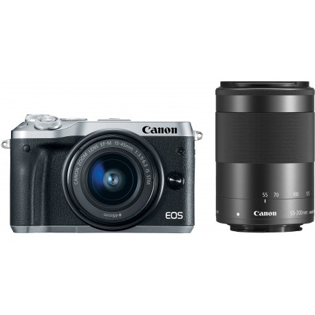 Canon EOS M6 + EF-M 15-45mm + 55-200mm IS STM, sudrabots