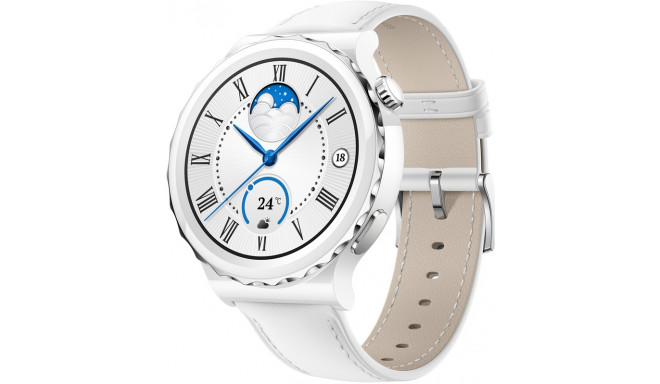 Huawei Watch GT 3 Pro Ceramic 43mm, valge/valge nahk