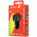 CANYON C-06 Universal 3xUSB car adapter, Input 12V-24V, Output 5V-3.1A, black rubber coating+black m