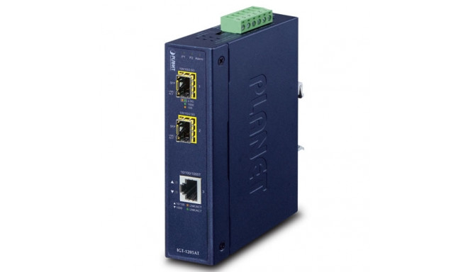 IP30 Industrial 1-port 10/100/1000T to 2-port 100/1000/2500X SFP Media Converter(-40 to 75 degree C,