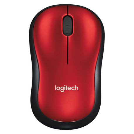 Logitech wireless mouse M185, black/red