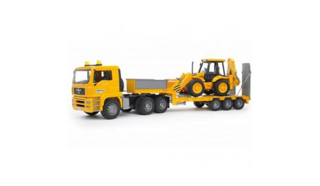 Bruder MAN TGA Low loader truck with JCB Backhoe loader