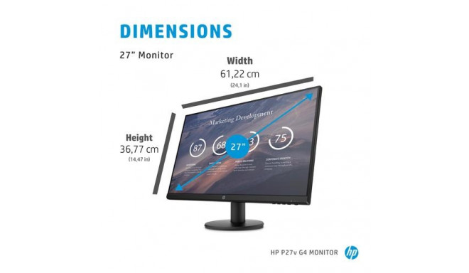 HP P27v G4 68.6 cm (27") 1920 x 1080 pixels Full HD LCD Black