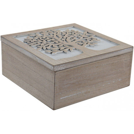 DKD Home dekoratiivne karp Boho Puu MDF 20x20x9cm