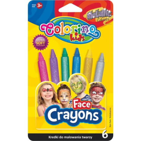 Colorino Kids Metallic face crayons 6 colours