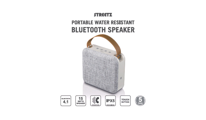 Speaker STREETZ Bluetooth, NFC, 15W, IPX5, white/grey / CM761