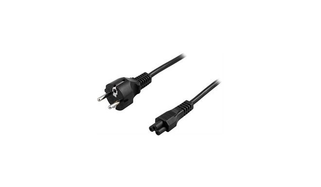 DELTACO grounded cable CEE 7/7 , IEC 60320 C5 , max 250V / 2.5A, 5m, black DEL-109G