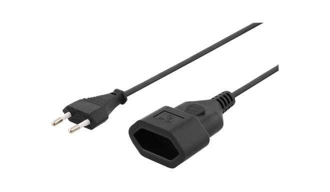 DELTACO cable, CEE 7/16 to IEC 60906-1, 1m,&nbsp;max 250V/2.5A, black / DEL-109AC