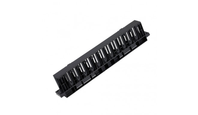 19 "Cable Handler, Plastic, Rounded Corners, Finger Channel and Entry, 1U, Black 19-22