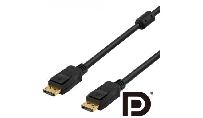 DELTACO PRME DisplayPort cable, Ultra HD @60Hz, 21.6 Gb/s, 1m, black DP-1010-K