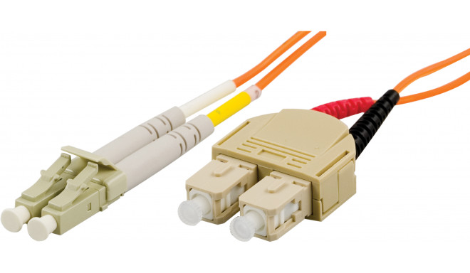 Fiber cable DELTACO OM1, LC - SC, duplex, UPC, 62,5/125, 2m, orange / LCSC-2M