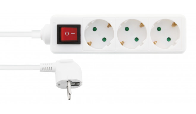 3-way socket NORDIC QUALITY with switch and earth, 3m / 322135