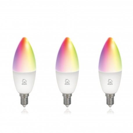 Smart bulb DELTACO SMART HOME LED, 3-pack, E14, WiFI 2.4GHz, 5W, 470lm, dimmable, 2700K-6500K, 220-2