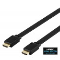 Cable DELTACO Flat High Speed with Ethernet HDMI, 4K UHD, 5m, black / HDMI-1050F-K / 00100014