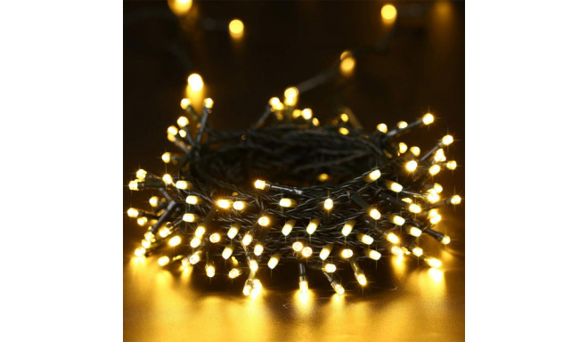 LED Ziemassvētku iekštelpu virtene / WW - silti balta / 300 LED diodi / 15W / 8 režīmi / 17m / IP22 