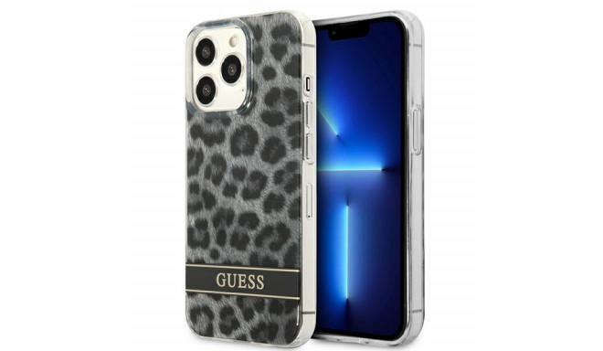 Guess Leopard Electro Stripe - Etui iPhone 13 Pro (Grey)